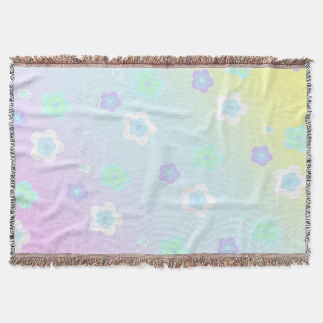 Moderne farbenfrohe Farbverlauf blaue Blume Muster Decke (Vorderseite)