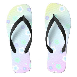 Moderne farbenfrohe Farbverlauf blaue Blume Muster Flip Flops
