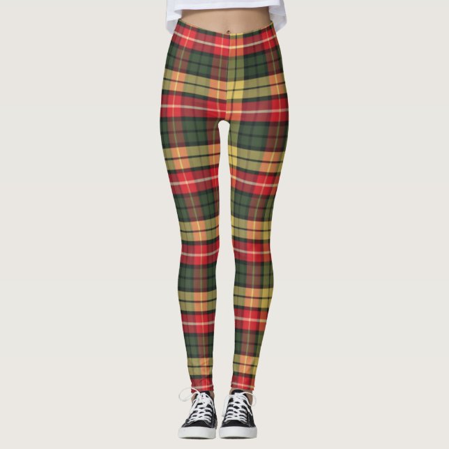 Moderne farbenfrohe festliche Karomuster Leggings (Vorderseite)