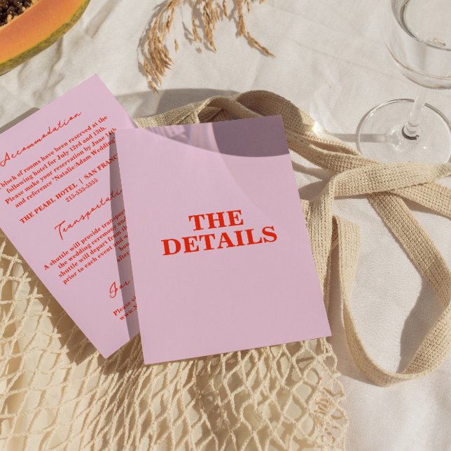 Moderne farbenfrohe Fett Retro Funky Wedding Detai Begleitkarte (Von Creator hochgeladen)