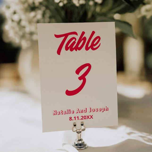 Moderne farbenfrohe fette funky Hochzeitstisch-Num Einladung (Von Creator hochgeladen)