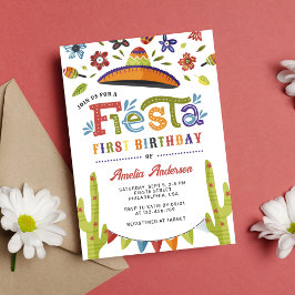 Moderne farbenfrohe Fiesta Mexican First Birthday Einladung