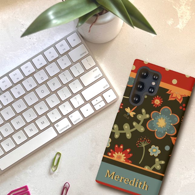 Moderne farbenfrohe florale Drachenfliege-Inspiriv Samsung Galaxy Hülle (Fun, customizable, Inspirivity1, funk, phone case)