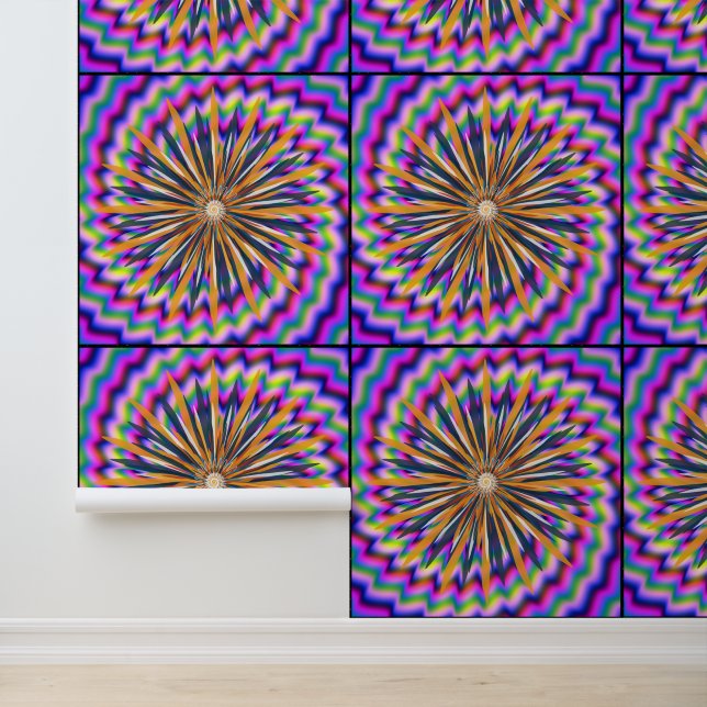 Moderne farbenfrohe florale Mandala-Kunstdesign  Tapete (Anwendung)