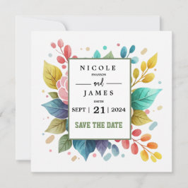 Moderne farbenfrohe Fowers Save The Date