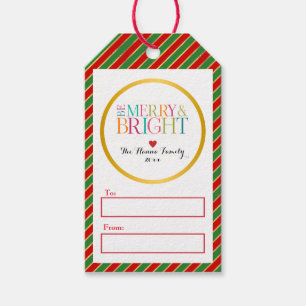 Moderne farbenfrohe Frohe und helle Weihnachtszeit Geschenkanhänger