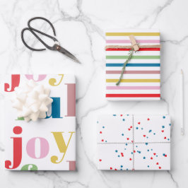 Moderne farbenfrohe fröhliche Streifenmuster Süße  Geschenkpapier Set