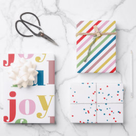 Moderne farbenfrohe fröhliche Streifenmuster Süße  Geschenkpapier Set