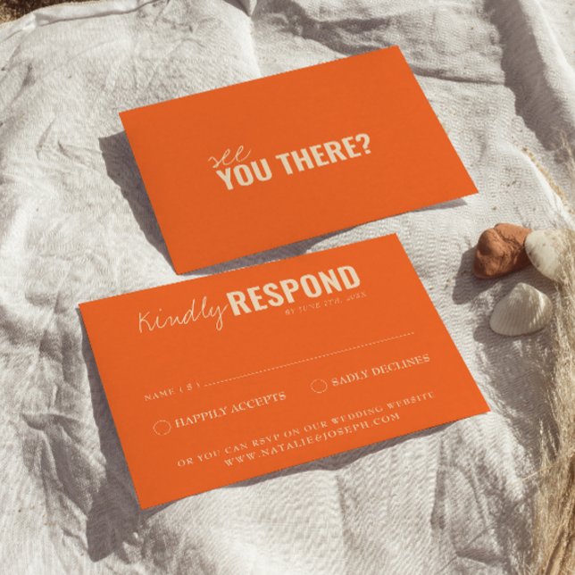 Moderne farbenfrohe Fun Retro Whimsical Wedding RSVP Karte (Von Creator hochgeladen)
