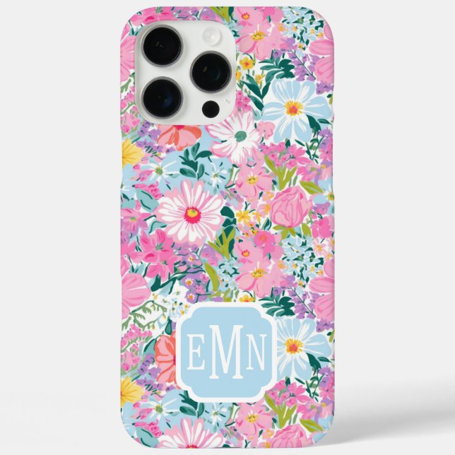 Moderne farbenfrohe Gartenmonogramm  iPhone 16 Pro Max Hülle (Rückseite)
