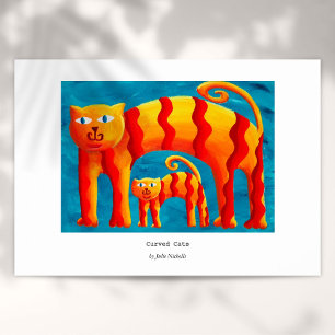 Moderne farbenfrohe gebogene Katze und Katzenmuste Poster