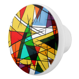 Moderne farbenfrohe geometrische Dreiecke Keramikknauf