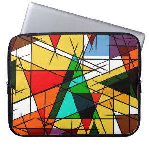 Moderne farbenfrohe geometrische Dreiecke Laptopschutzhülle