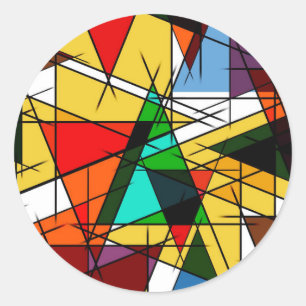 Moderne farbenfrohe geometrische Dreiecke Runder Aufkleber