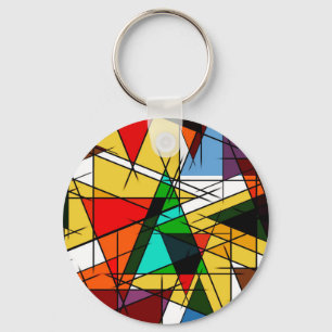 Moderne farbenfrohe geometrische Dreiecke Schlüsselanhänger