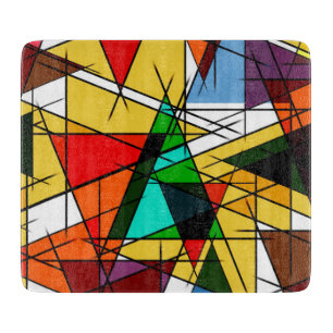 Moderne farbenfrohe geometrische Dreiecke Schneidebrett
