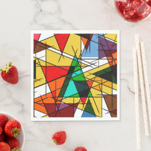 Moderne farbenfrohe geometrische Dreiecke Serviette