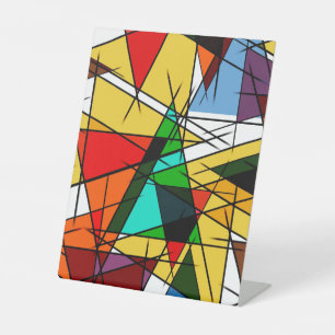 Moderne farbenfrohe geometrische Dreiecke Sockelschild