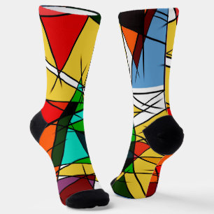 Moderne farbenfrohe geometrische Dreiecke Socken