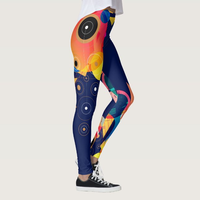 Moderne farbenfrohe geometrische künstlerische Zus Leggings (Rechts)