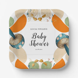 Moderne, farbenfrohe geometrische Mushroom-Babydus Pappteller