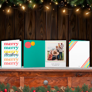 Moderne farbenfrohe grüne Frohe Weihnachten Ein Fo Karte