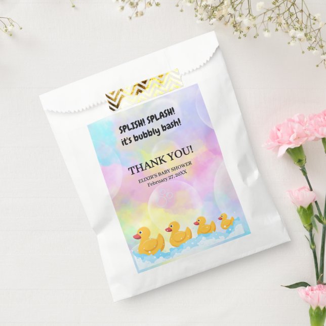 Moderne, farbenfrohe Gummi Duckies Babydusche Geschenktütchen (Versiegelt)