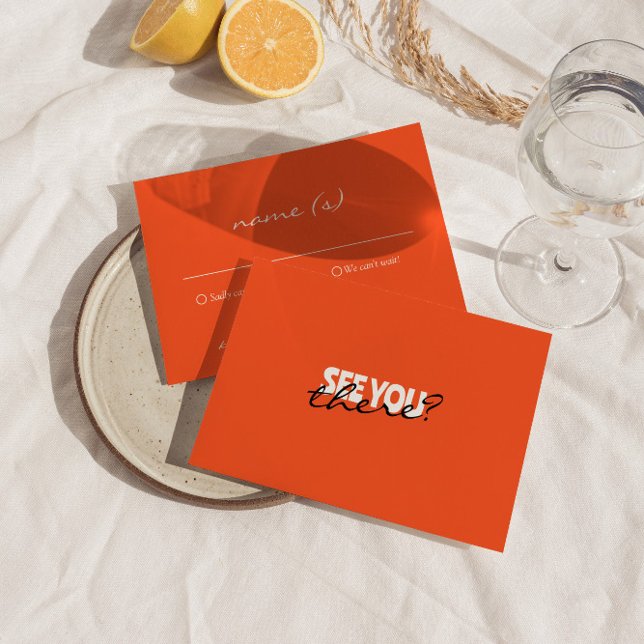 Moderne farbenfrohe helle Retro Funky Wedding Deta RSVP Karte (Von Creator hochgeladen)