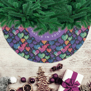Moderne farbenfrohe Herz-Weihnachts-Wasserfarbe Polyester Weihnachtsbaumdecke