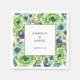Moderne farbenfrohe Hochzeit mit floralen Wasserfa Serviette