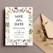 Moderne farbenfrohe Hochzeit rettet das Datum