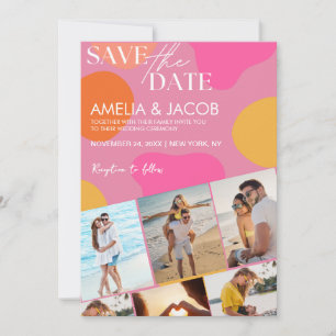 Moderne farbenfrohe Hochzeitsfoto  Save The Date