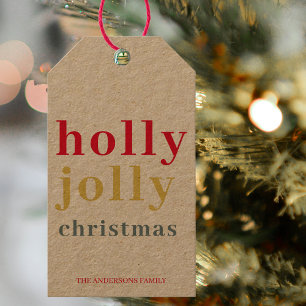 Moderne farbenfrohe Holly Jolly Holidays Geschenkanhänger