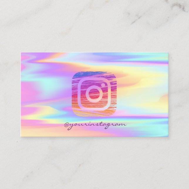 Moderne farbenfrohe holografische Instagramm Socia Visitenkarte (Vorderseite)