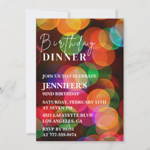 Moderne farbenfrohe Konfetti-Dinnerparty zum 92. G Einladung