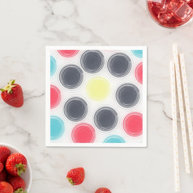 Moderne farbenfrohe Kreise Muster Napkins Fun Part Serviette (Beispiel)
