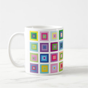 Moderne farbenfrohe Mid-Century-Quadrate-Muster Kaffeetasse