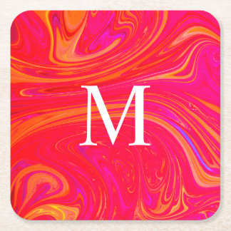 Moderne farbenfrohe Monogrammanfangsbuchstabe Rechteckiger Pappuntersetzer