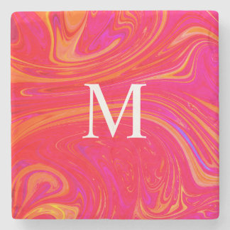 Moderne farbenfrohe Monogrammanfangsbuchstabe Steinuntersetzer