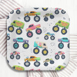 Moderne, farbenfrohe Monster Car Trucks Pappteller<br><div class="desc">Moderne farbenfrohe Watercolor Monster Car Trucks Paper Tellers zeichnen sich durch ein Aquarellmuster farbenfroher Monsterwagen aus. Von Evco Studio entworfen www.zazzle.com/store/evcostudio</div>