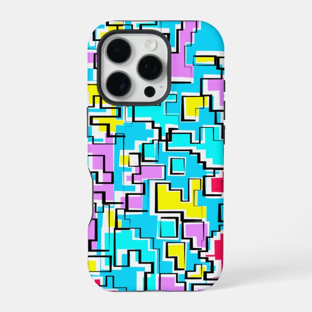 Moderne farbenfrohe Musterdesign iPhone 16 Pro Hülle (Rückseite)