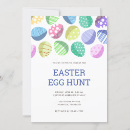 Moderne farbenfrohe Ostereierjagd Einladung
