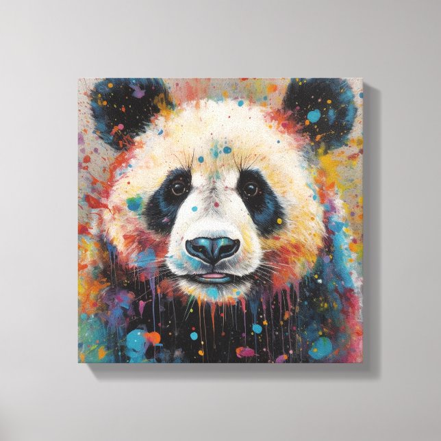 Moderne, farbenfrohe Panda Kunst Leinwanddruck (Vorderseite)