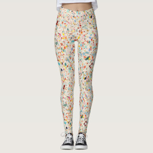Moderne, farbenfrohe Pastel Terrazzo Muster Leggings