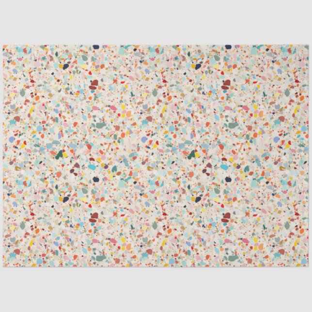 Moderne, farbenfrohe Pastel Terrazzo Muster Seidenpapier (Vorderseite)