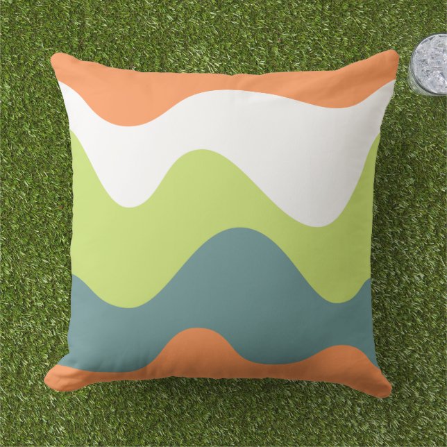 Moderne farbenfrohe Pastellwellen Sommer abstrakt  Kissen (Gras)