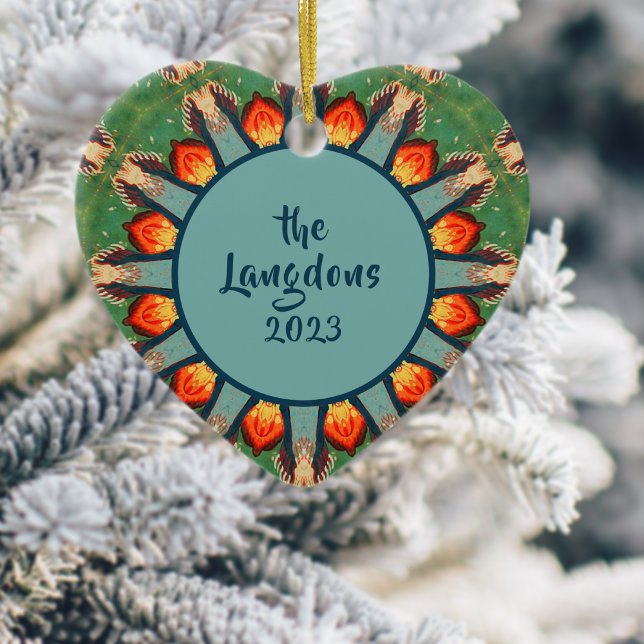 Moderne, farbenfrohe personalisierte Weihnachtssch Keramik Ornament (Von Creator hochgeladen)