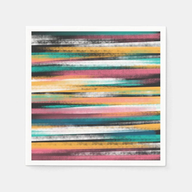 Moderne farbenfrohe Pinselstriche Streifen Ölfarbe Serviette (Vorderseite)