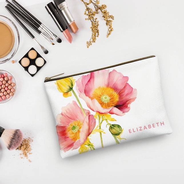 Moderne farbenfrohe Poppies Personalisiert Zubehörtasche (Von Creator hochgeladen)