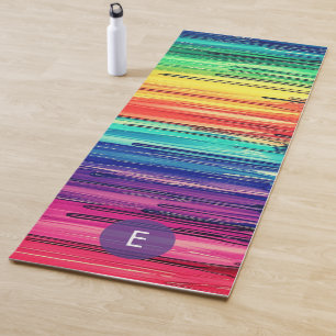 Moderne farbenfrohe Regenbogen-Monogramm Yogamatte